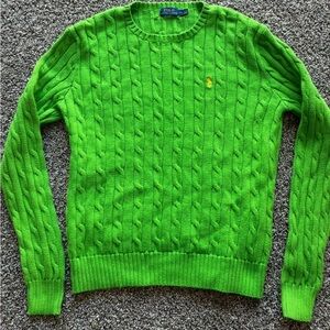 Polo Ralph Lauren Women’s Large Cable Knit Crewneck Sweater - Bright Green